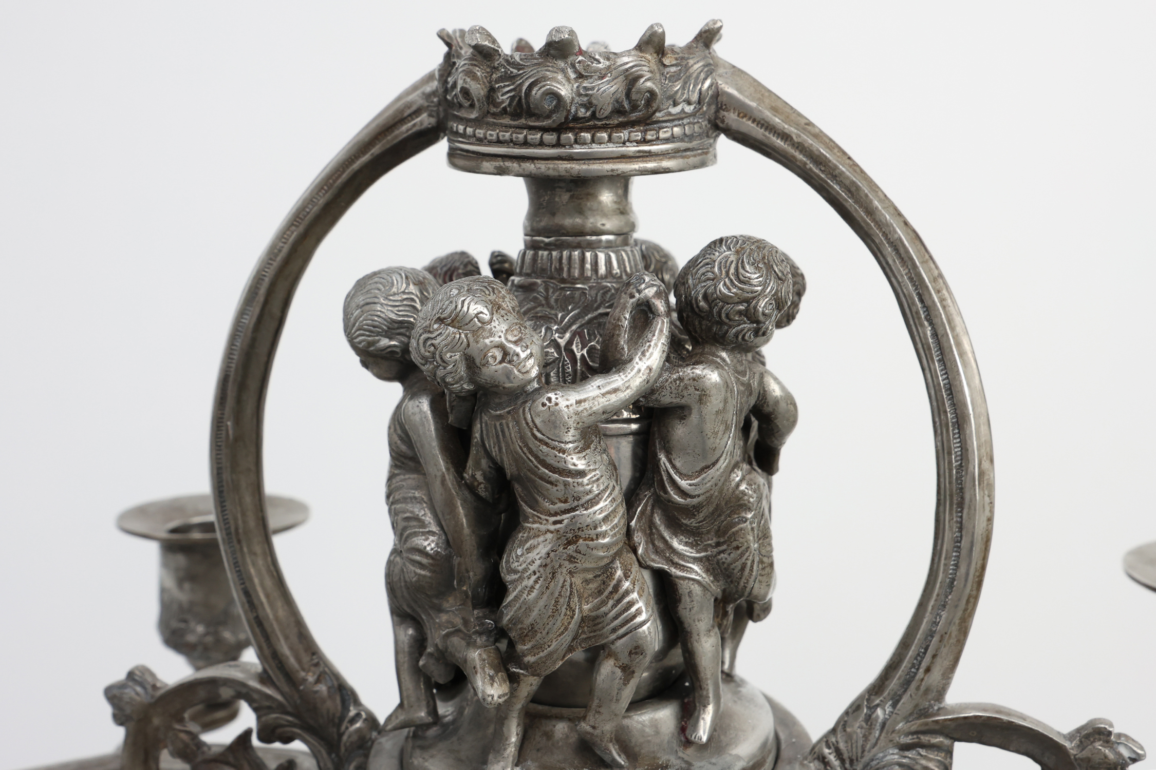 Art Nouveau tin candle holder by Achille Gamba, Italy ca. 1900thumbnail